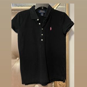 Black Polo Top Girls size Large 12-14